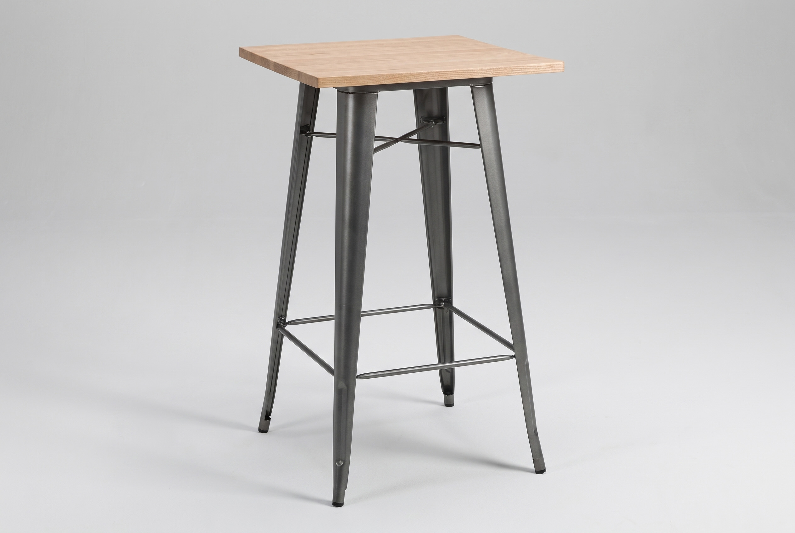 Bistrobord barbord sort metal med egetræ
