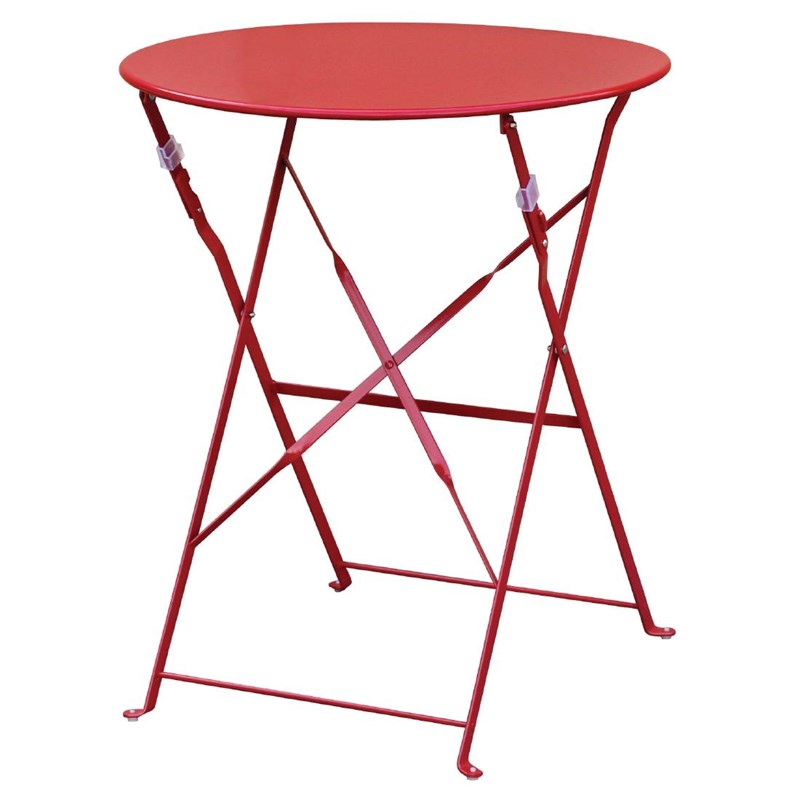 Outdoor Bistro Tisch 59,5cm Rund Rot Stahl - Geneve klappbar