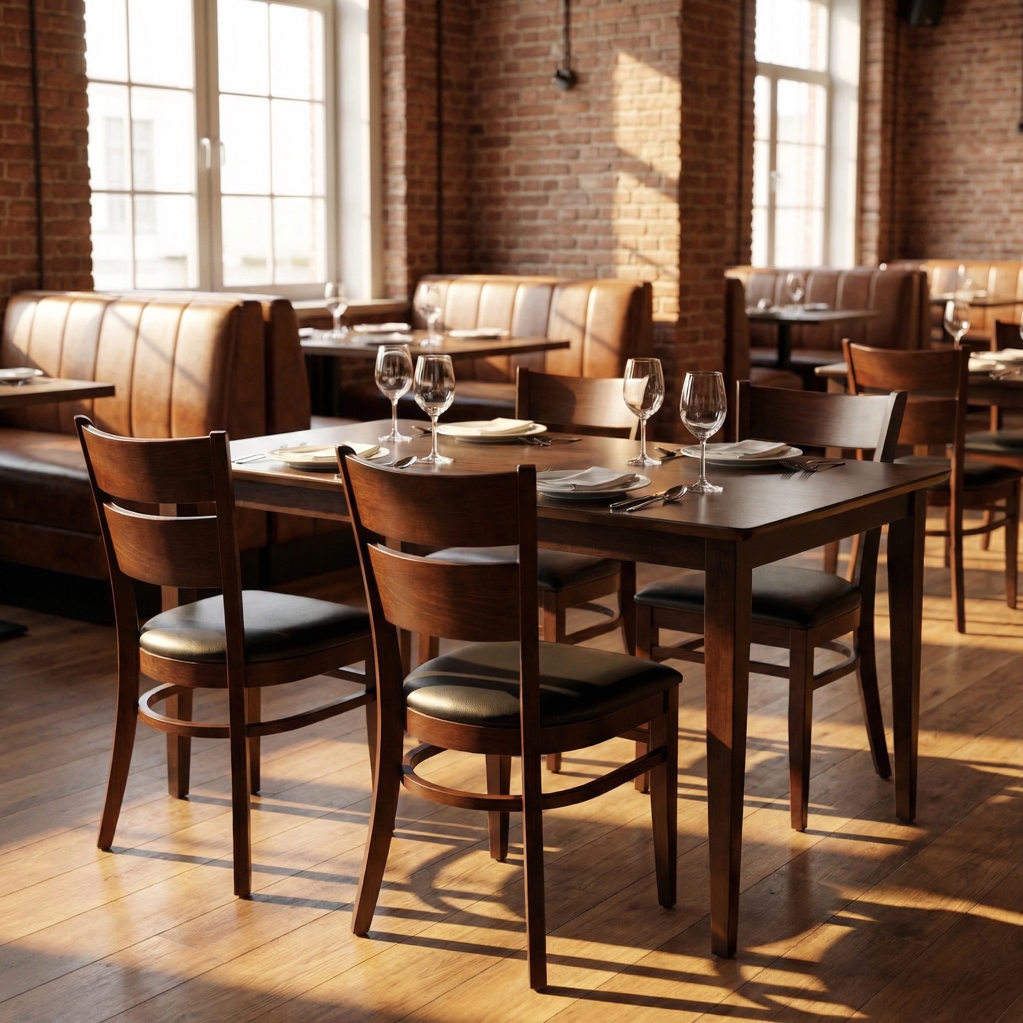 1+4 sæt ægte træ 120x75cm Grace restaurantstole hotel bistroborde