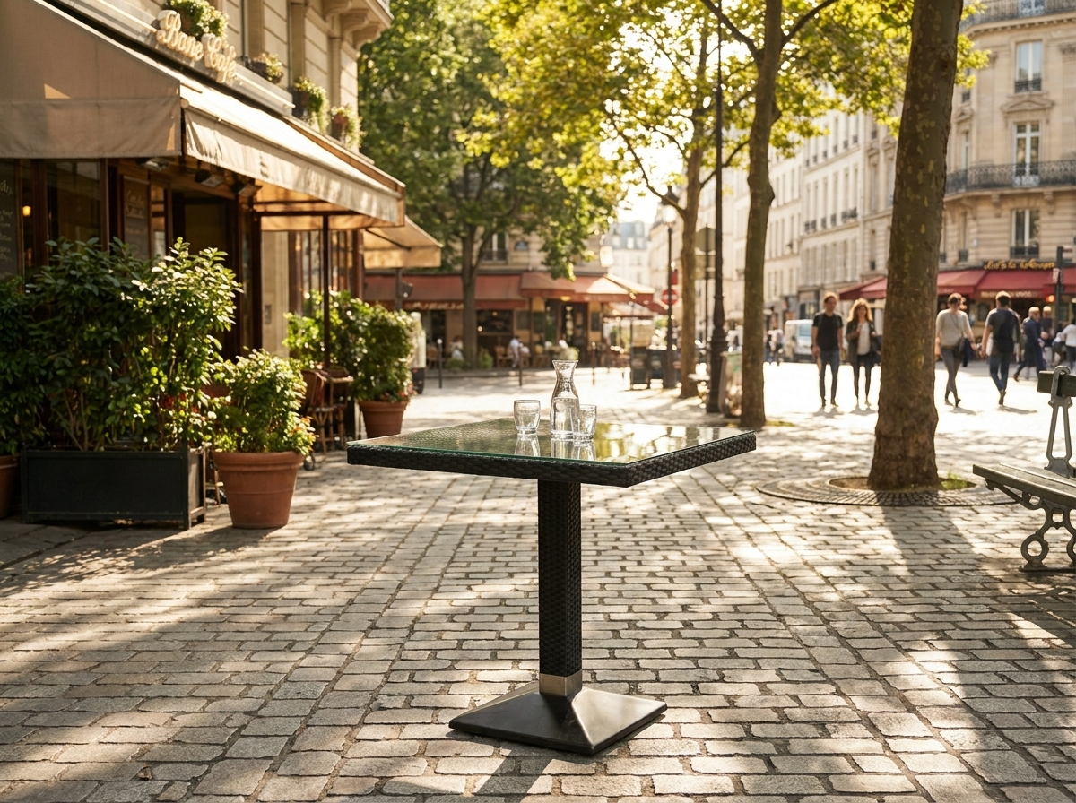 Verona bord 70x70cm polyrattan mørkebrun