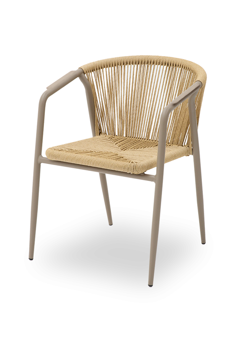 Technorattan-stol Treviso Beige med armlæn