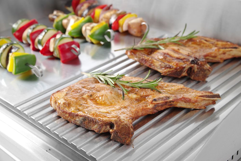 Grillplatte    Profi Line  1/2 glatt  1/2 gerillt  230V/2400W  550x435x(H)245mm-ING11584