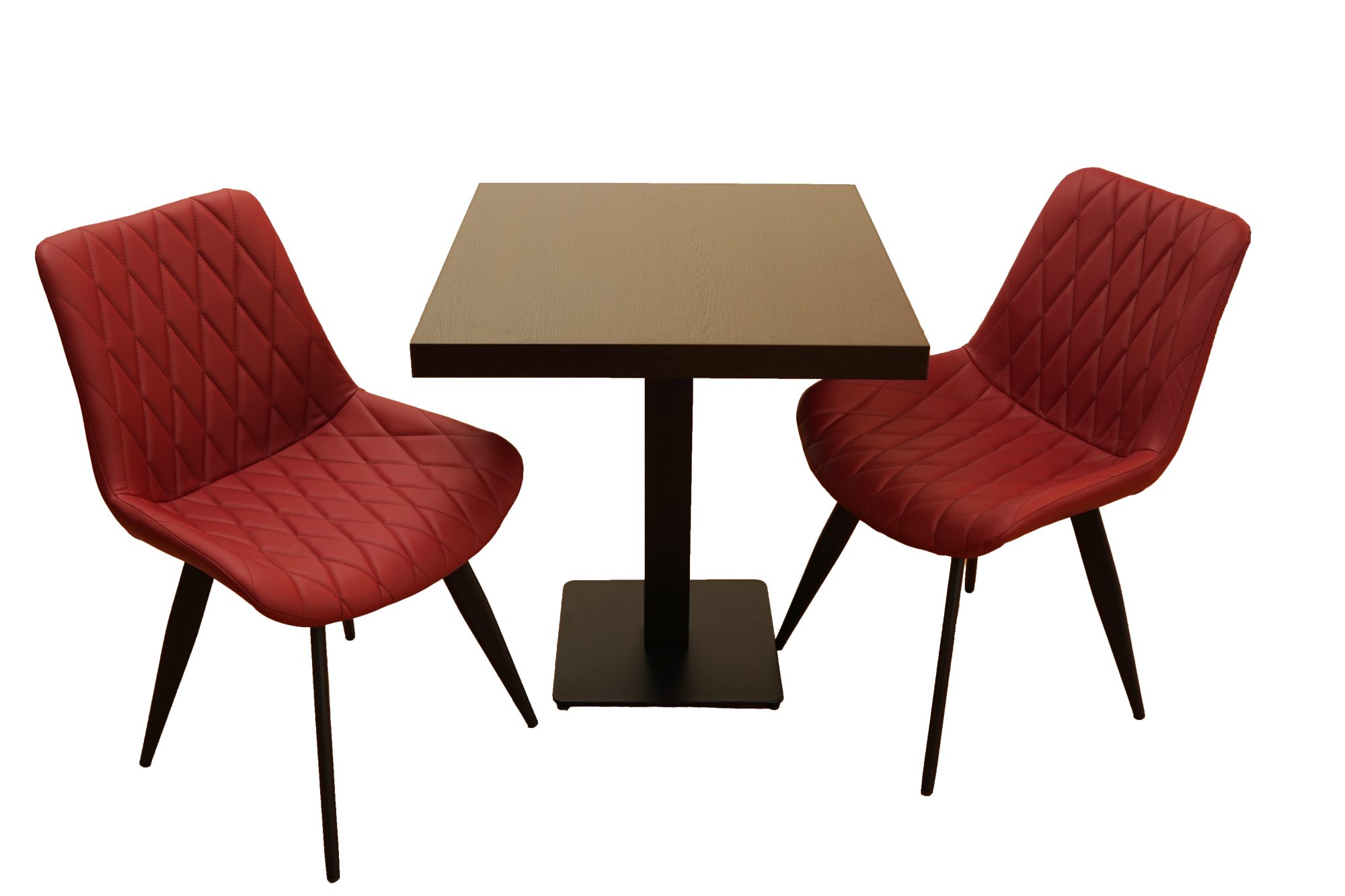 1+2 Sæt 80x80 Restaurantstol Scarlet Hotel Bistro Bord Stole Gastronomimøbler vinrød