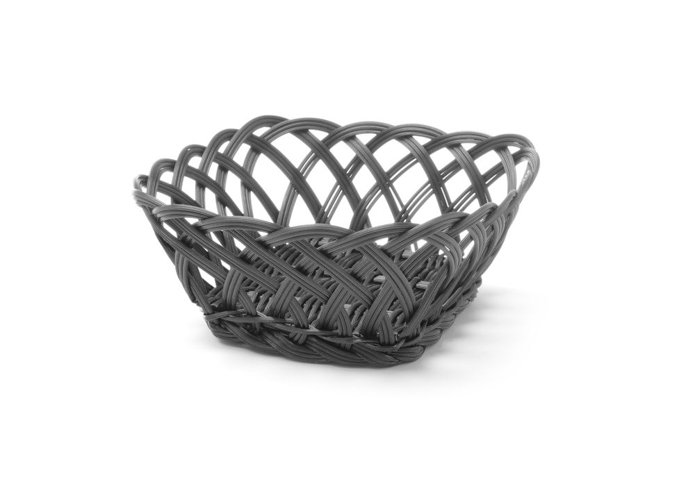 Körbe mit gewebtem Rand  quadratisch Schwarz 190x190x(H)80mm