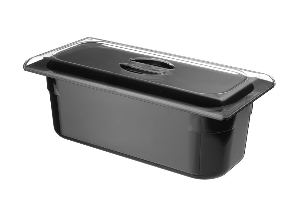 Eiscreme-Behälter Polycarbonat 5L Schwarz 360x165x(H)120mm-ING12937 Eiscreme-Behälter Polycarbonat 5L Schwarz 360x165x(H)120mm-ING12937