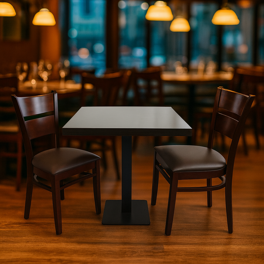 1+2 Restaurantsæt 70x60x3,6cm Grace Hotel Bistro Bord Ben Stole Gastronomimøbler