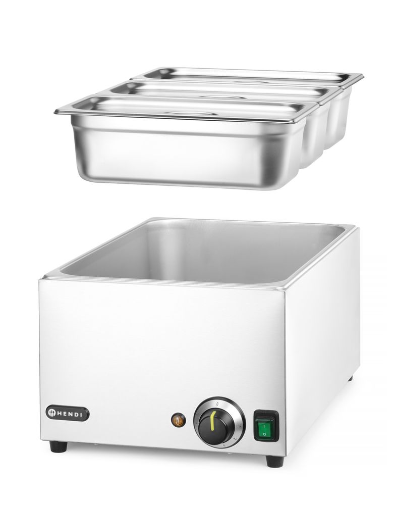 Set: Bain-Marie  Ranger + 3x GN 1/3 Behälter mit Deckel    GN 1/1  230V/1000W  590x332x(H)242mm-ING11465