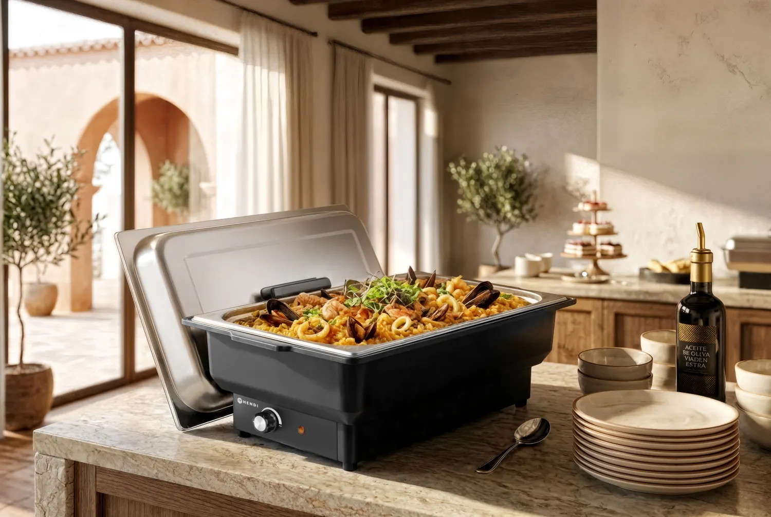 Chafing Dish elektrisch Tellano Kitchen Line GN 1/1 9 Liter 57,5x34,9x(H)27,8cm