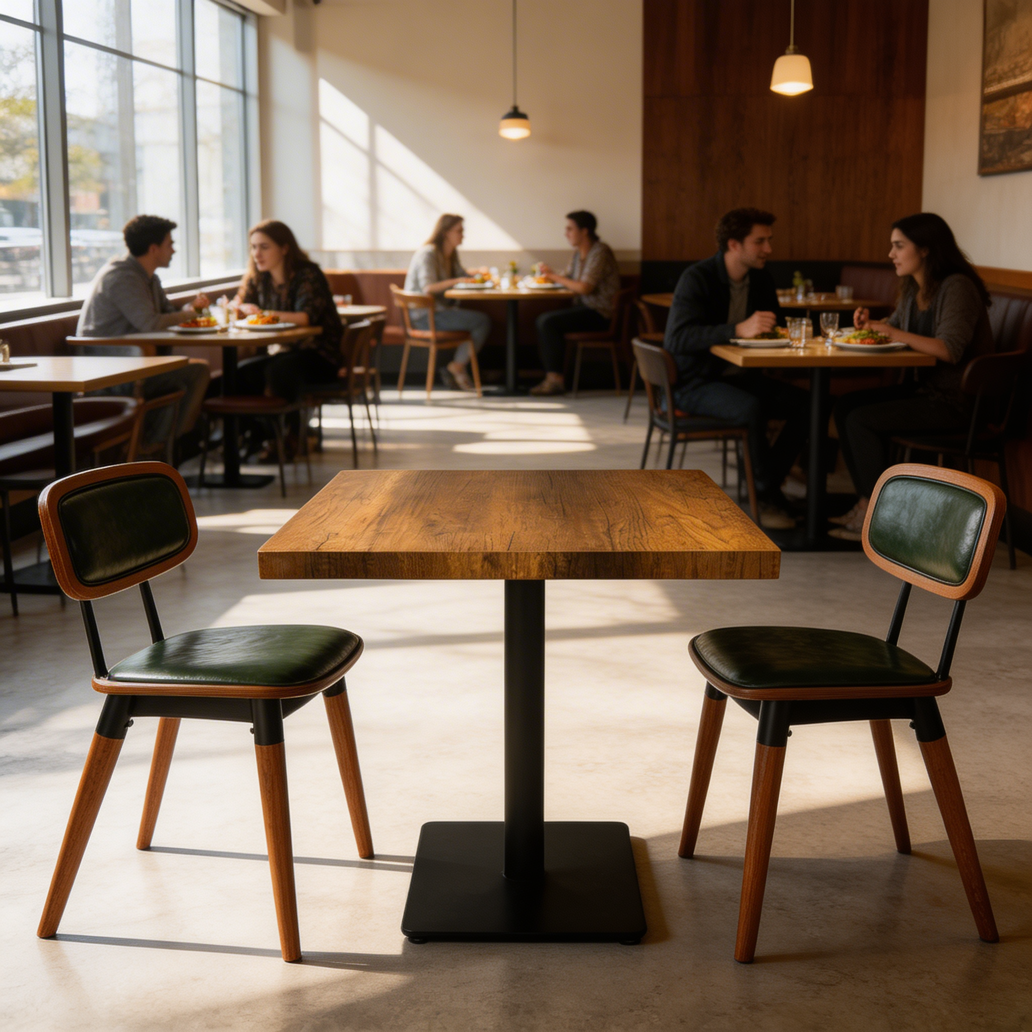 Bistro Tisch 69x69cm Dunkelbraun Ancona Fichte Restauranttisch Gastrotisch