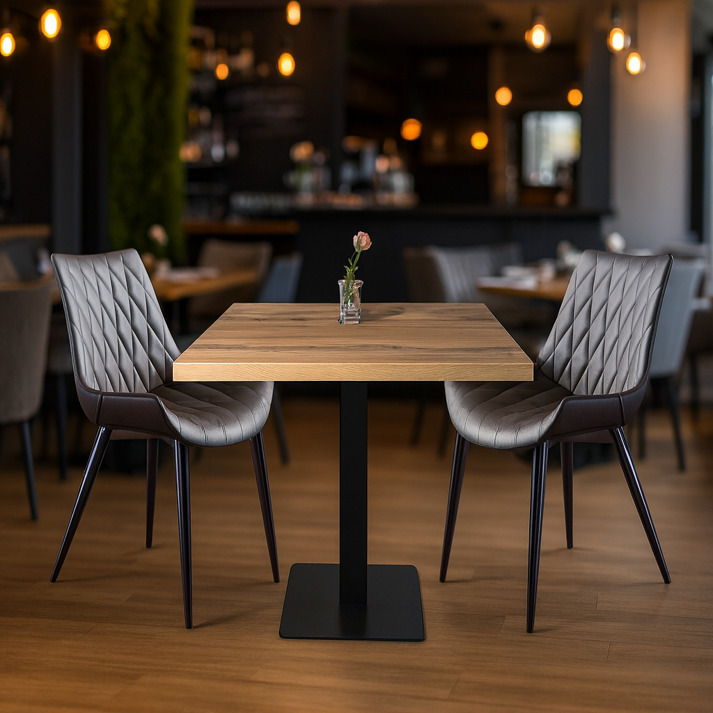 1+2 sæt Mørkebrun Scarlet 70x70 Restaurantbord og -stole