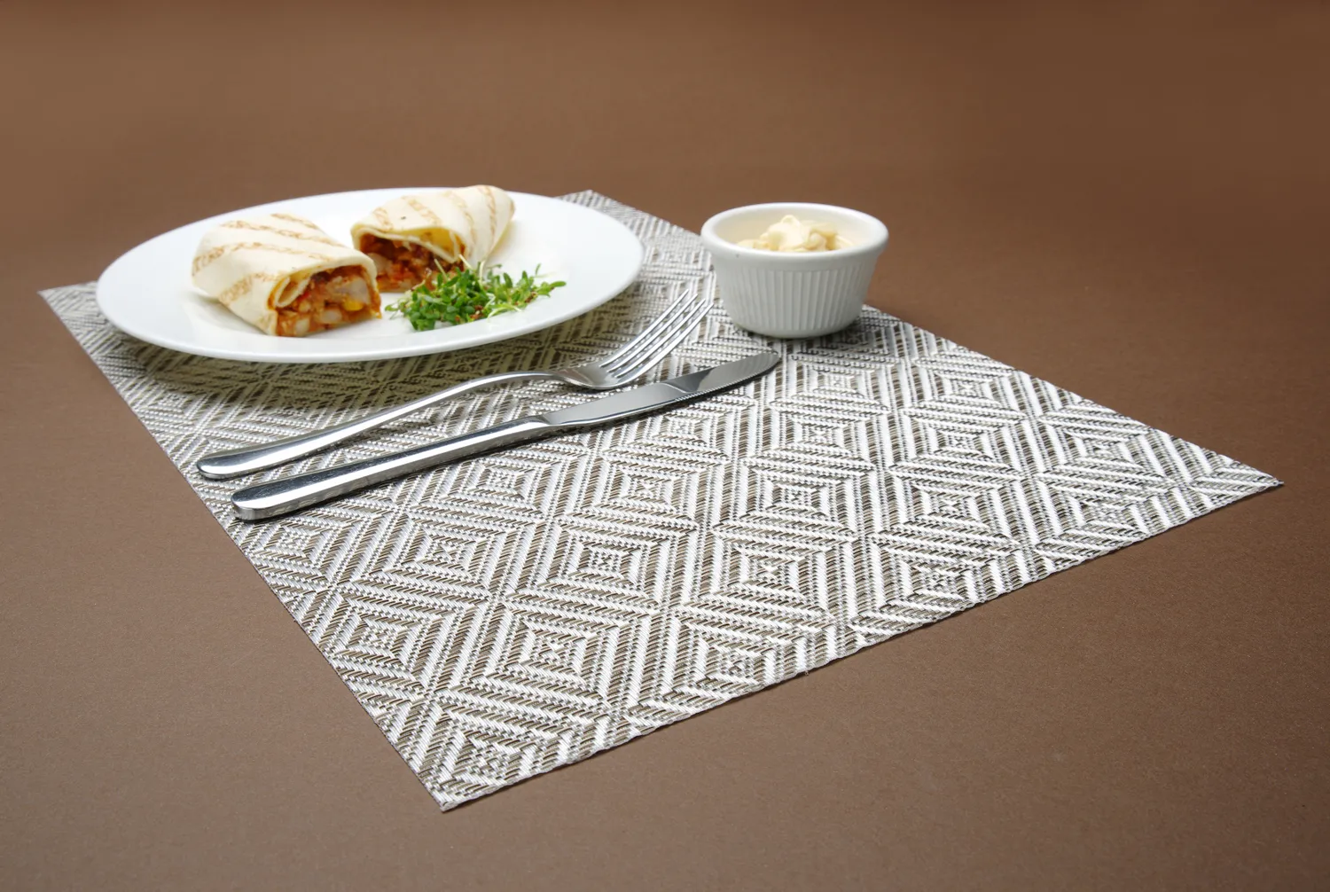 Platzset geometrisches Muster Silber 6 Stück 45x30cm