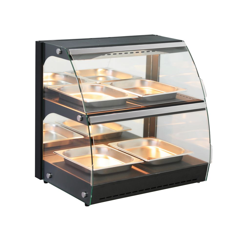 Warmhaltevitrine mit Quarzheizung  2 Regalböden    230V/560W  650x485x(H)630mm-ING11660