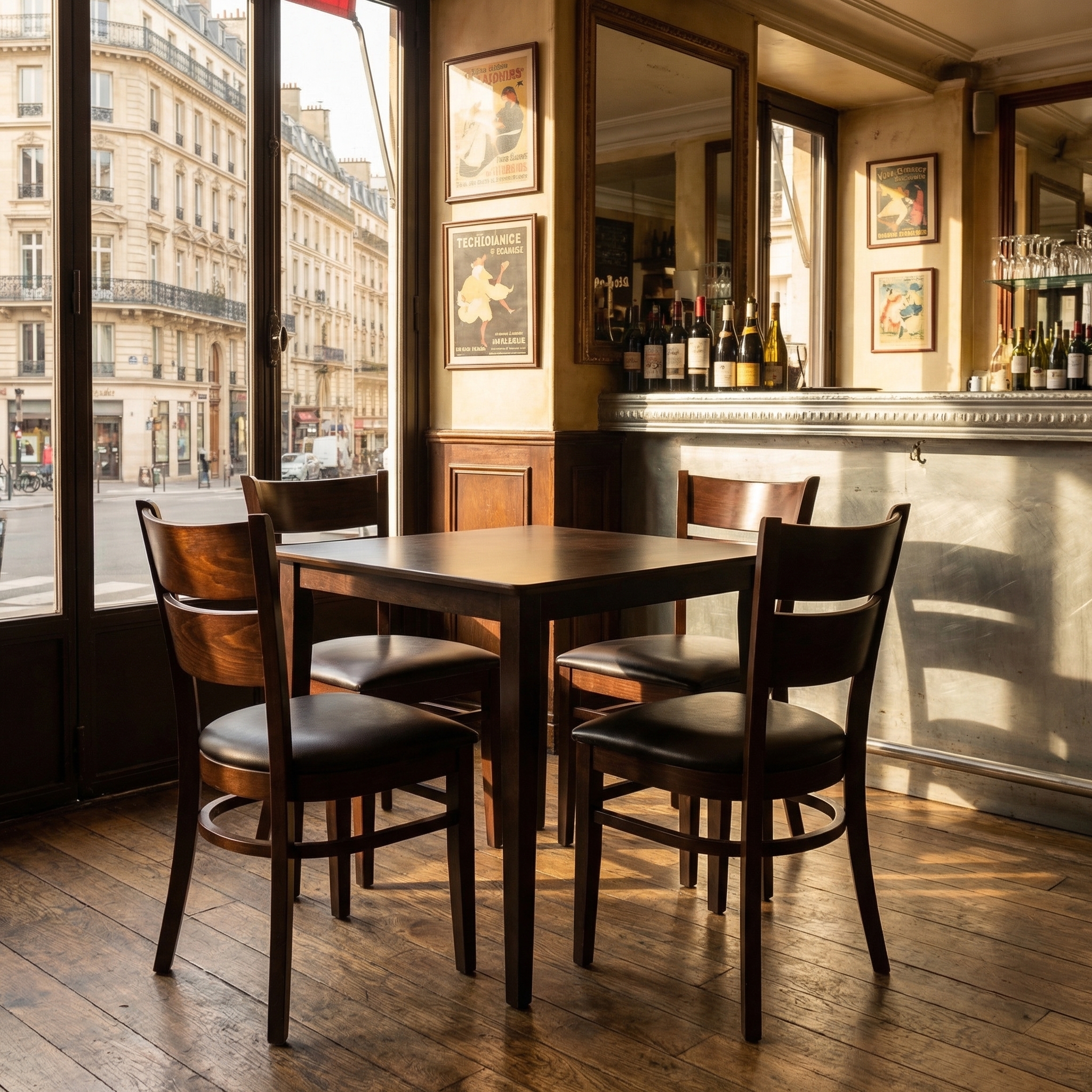 1+4 sæt ægte træ 120x75cm Grace restaurantstole hotel bistroborde