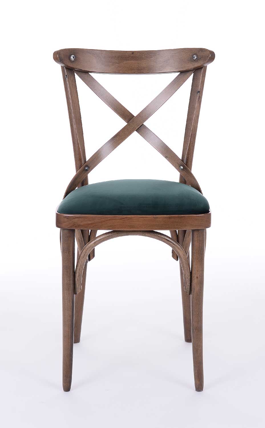 Restaurant Bistro Chair Retro Nice Stof Grøn Massivt træ Brun