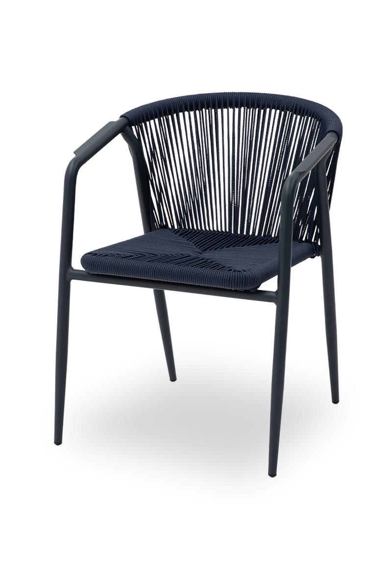 Technorattan Stuhl Treviso Blau mit Armlehne-ING10884