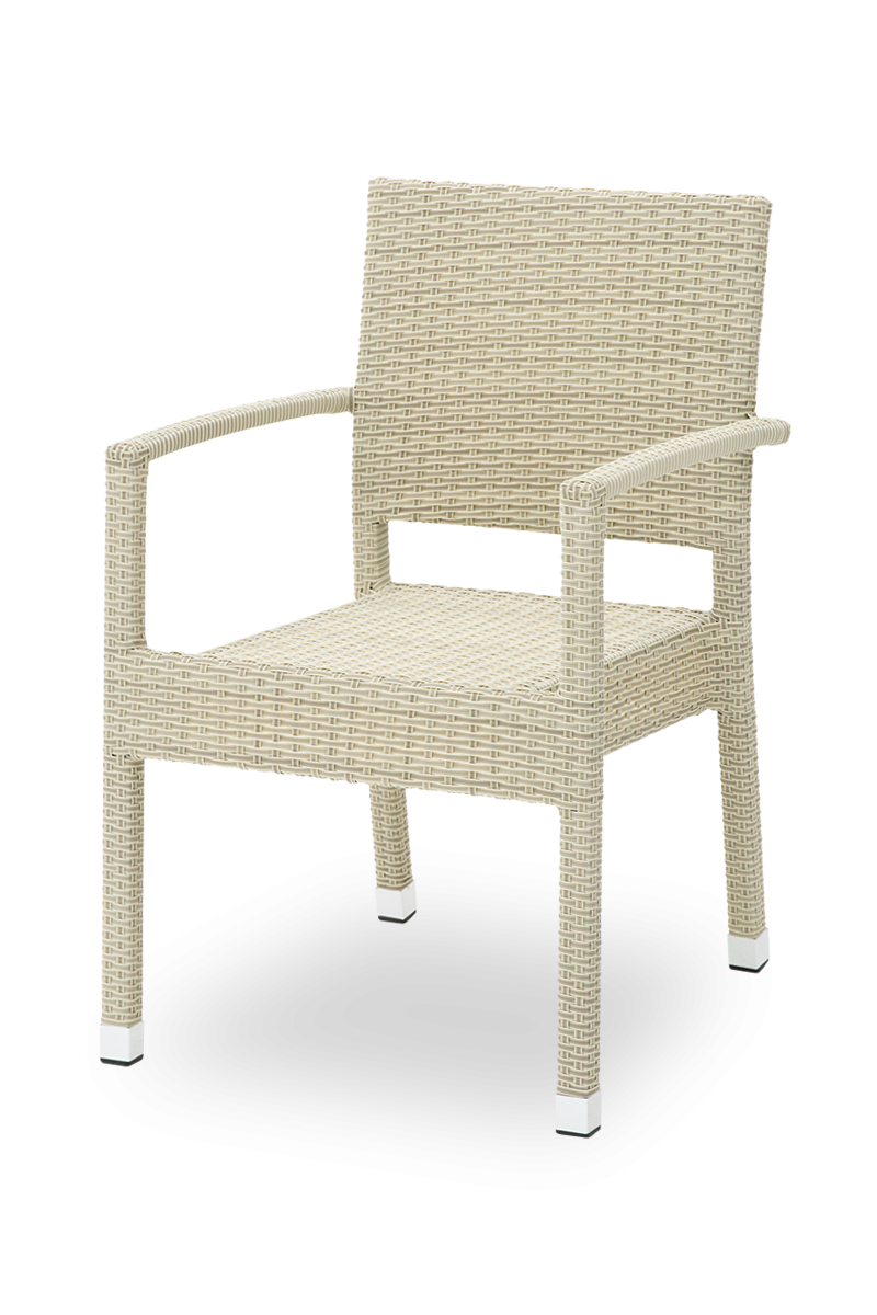Polyrattan-stol Venice Beige med armlæn